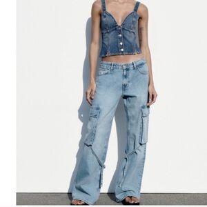 Zara Trendy Gray Cargo Pants size 4